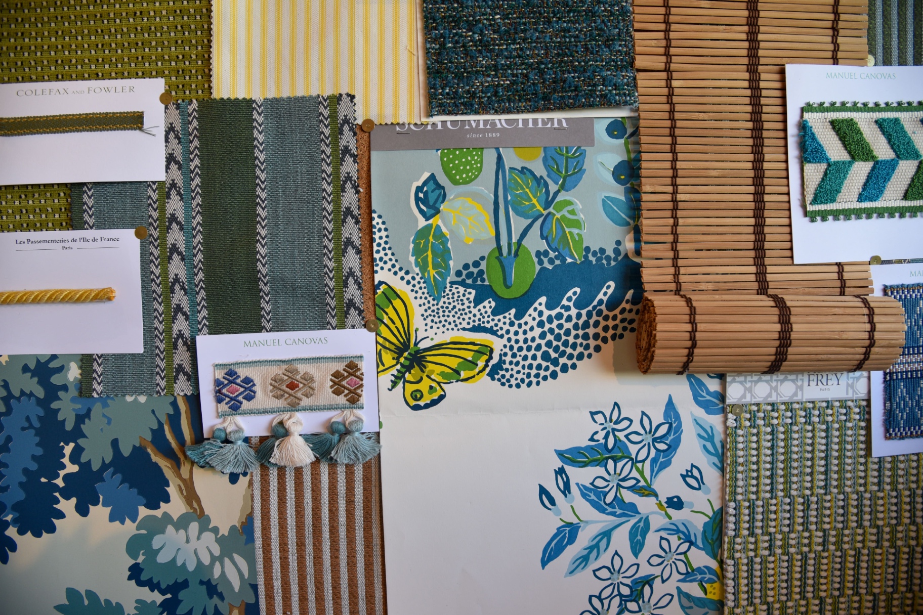 Composition de tissus Schumacher, Colefax & Fowler et Manuel Canovas